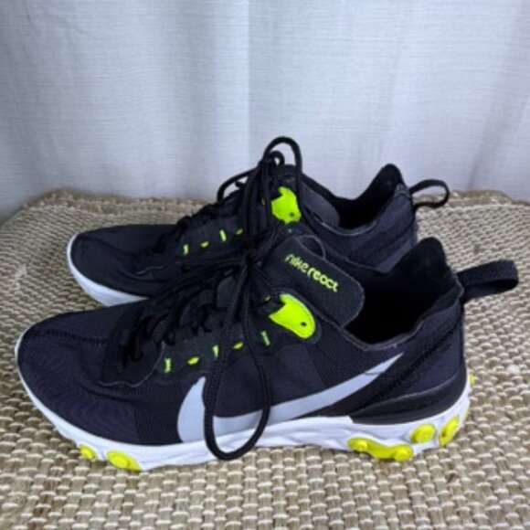 Nike React Element 55 in Black/Volt colorway. Size 8 - Picture 3 of 5